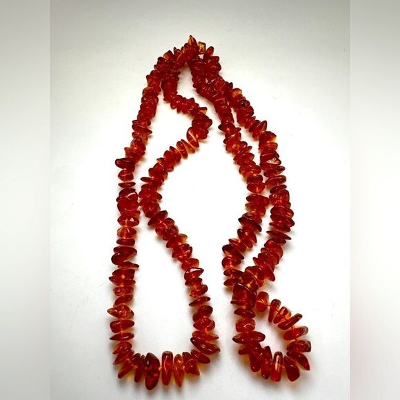 32" of ALL AMBER chip necklace! - Picture 1 of 13